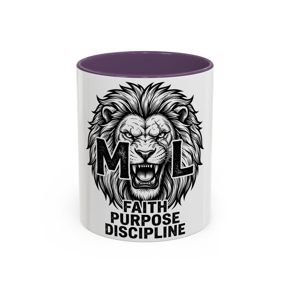 Lion Coffee Mug - Faith Purpose Discipline Inspirational Accent Mug (11/15oz)