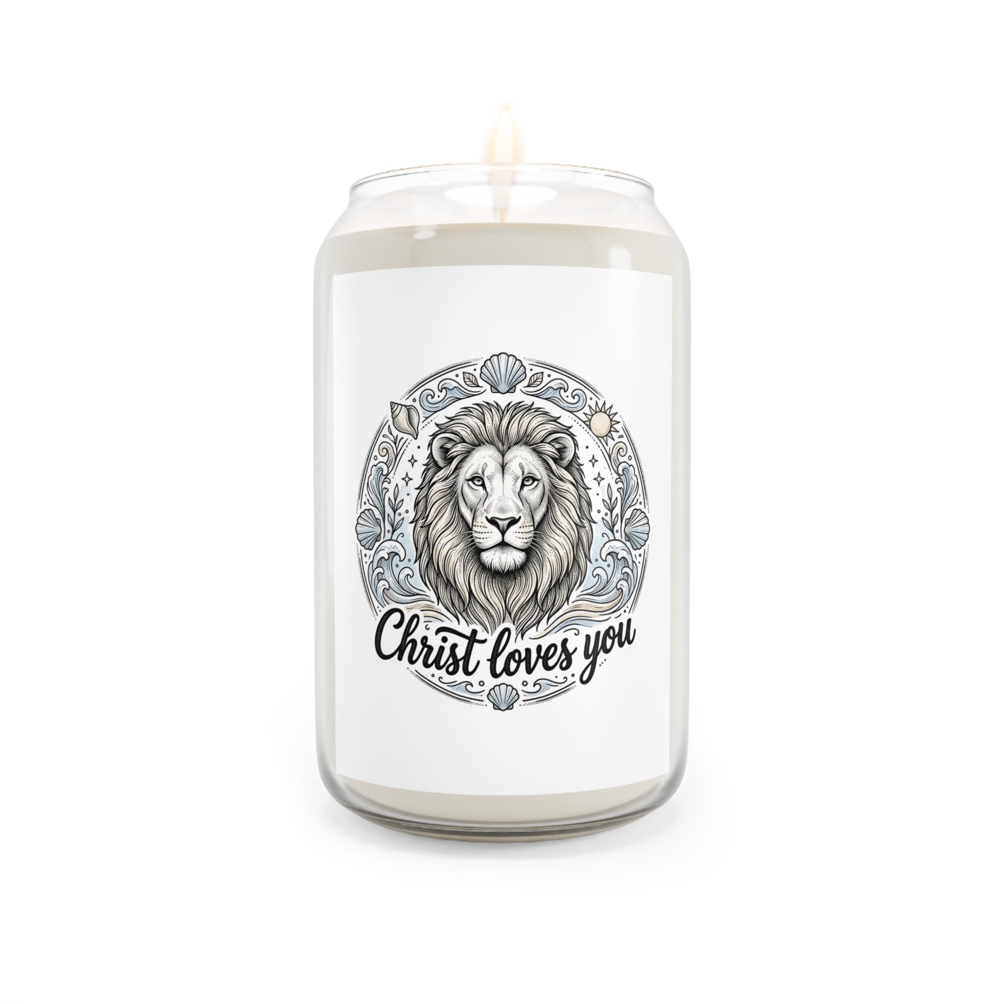 Scented Candle — 'Christ Loves You' Lion Soy Candle, 13.75 oz