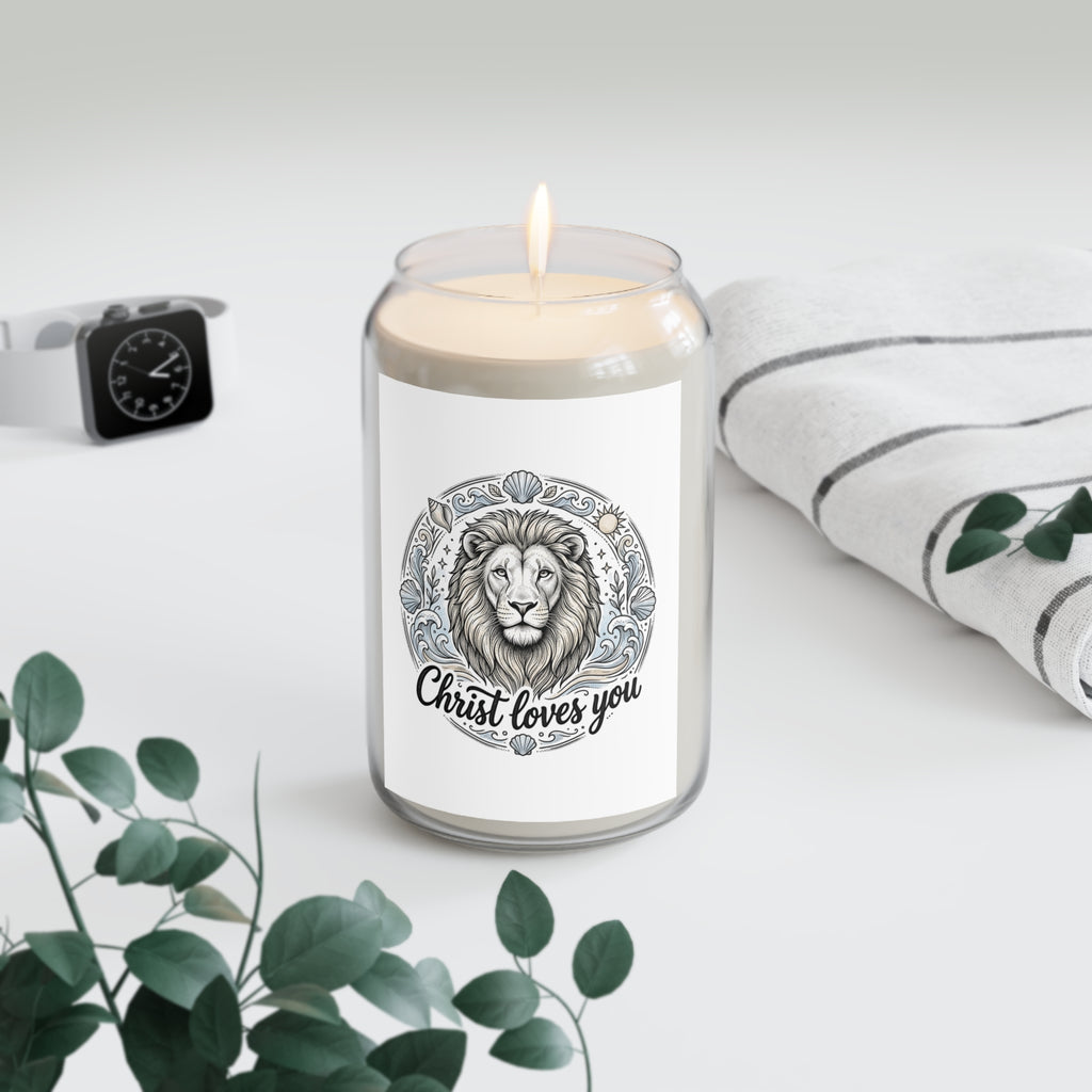 Scented Candle — 'Christ Loves You' Lion Soy Candle, 13.75 oz