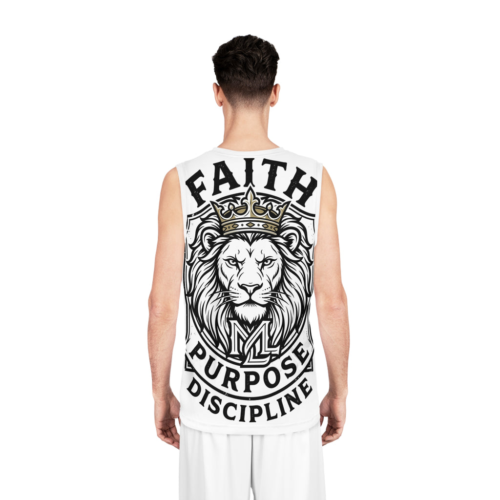 Lion Crest Basketball Jersey — Faith, Purpose, Discipline All-Over Print