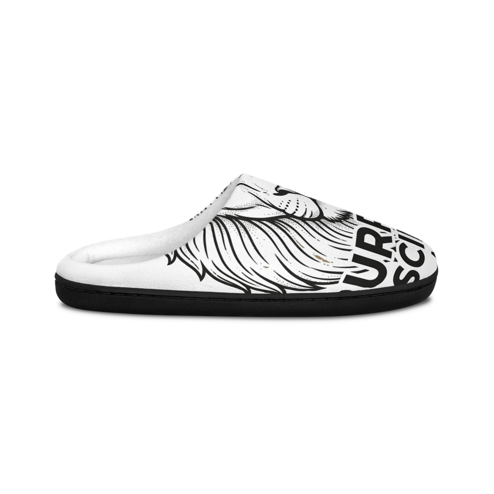Lion Illustration Women's Indoor Slippers – 'Surprise Me' Monochrome Cozy Slides