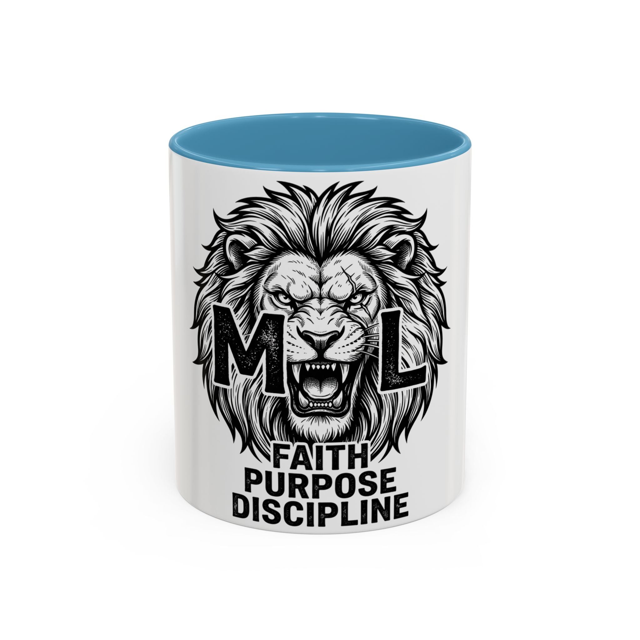Lion Coffee Mug - Faith Purpose Discipline Inspirational Accent Mug (11/15oz)