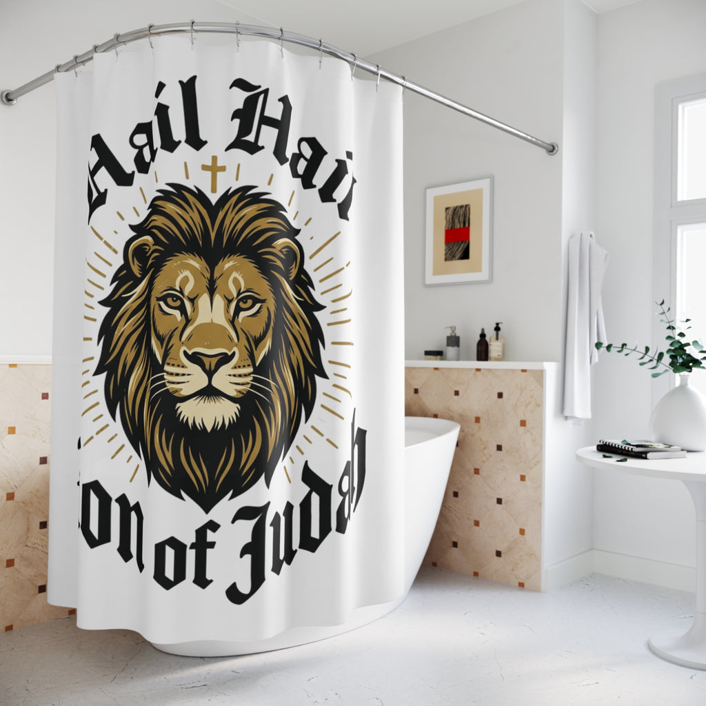 Shower Curtain — Lion of Judah Hail Hail Christian Bathroom Décor