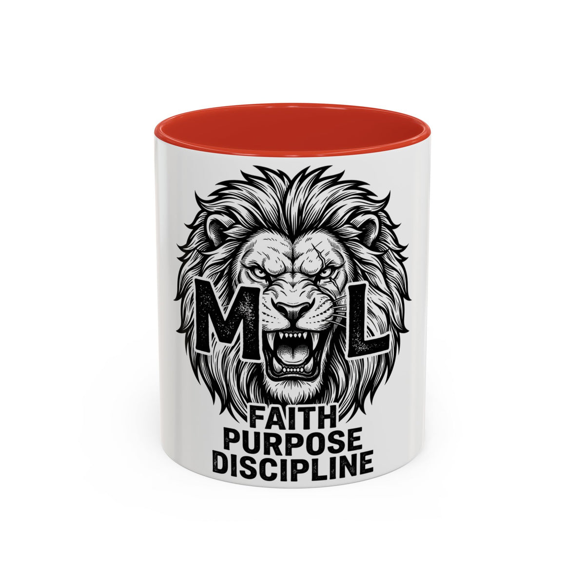 Lion Coffee Mug - Faith Purpose Discipline Inspirational Accent Mug (11/15oz)