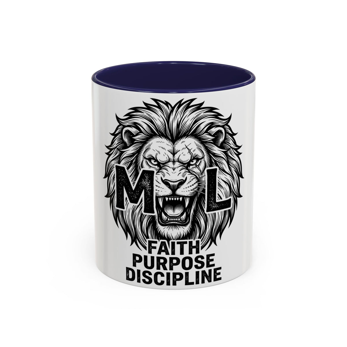 Lion Coffee Mug - Faith Purpose Discipline Inspirational Accent Mug (11/15oz)