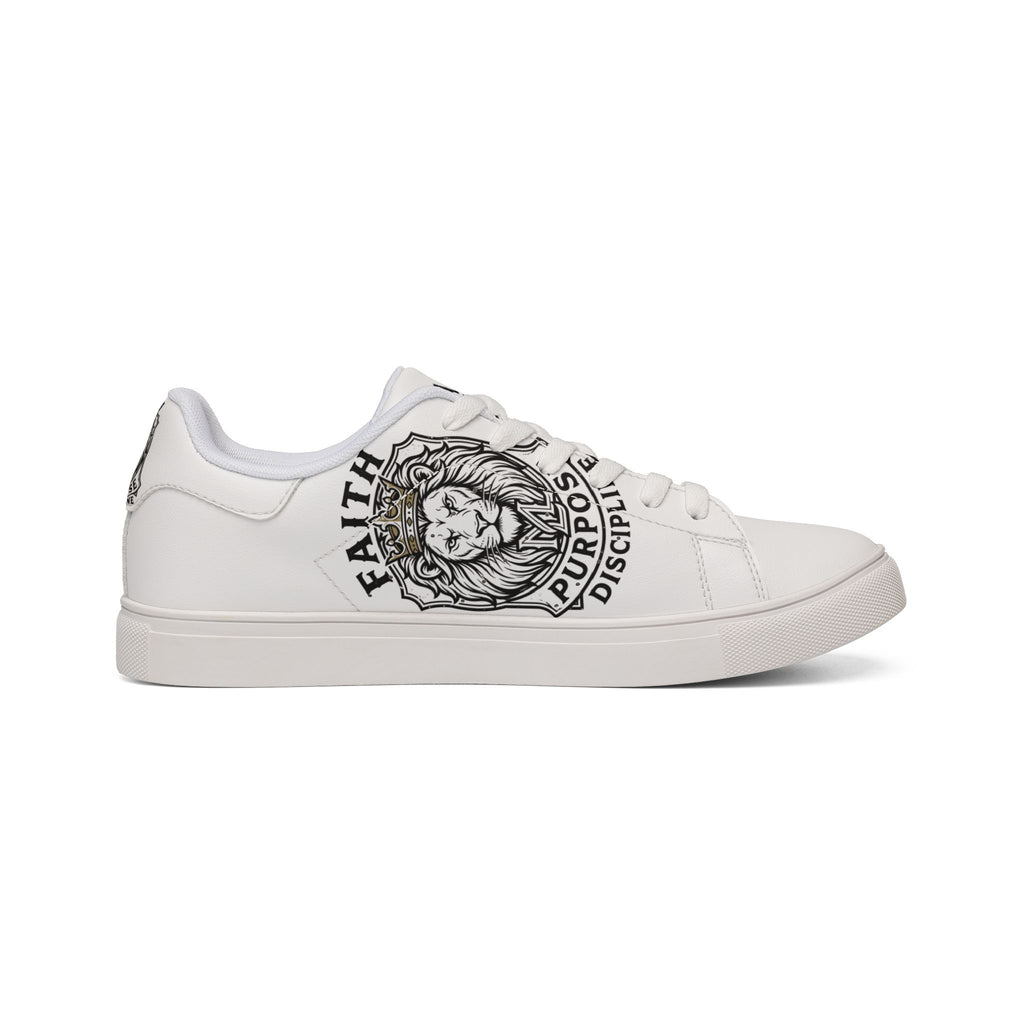 Men's Leather Sneakers — Lion Crest 'Faith, Purpose, Discipline' Low-Top