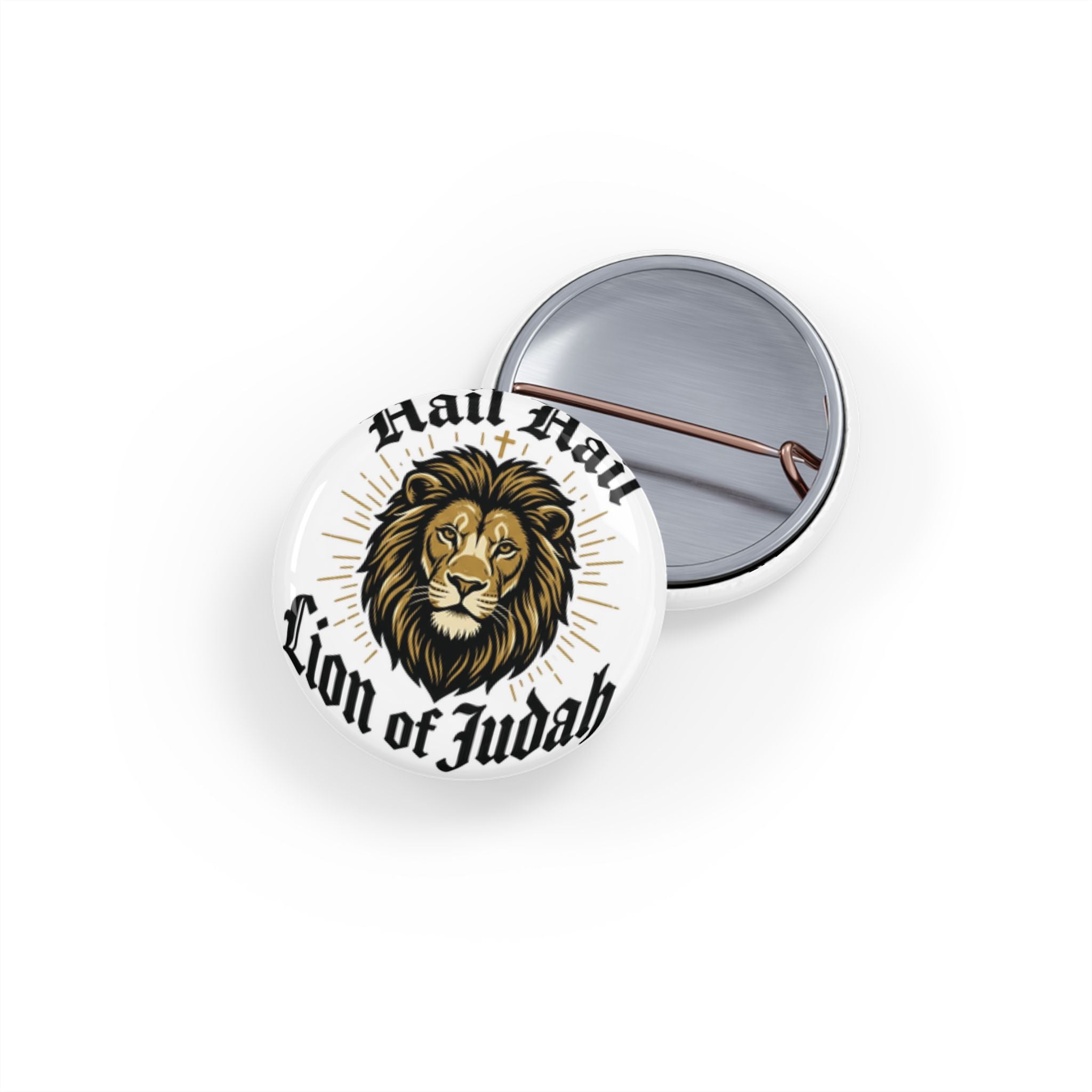Lion of Judah Round Pin — "Hail Hail" Christian Faith Pin Badge