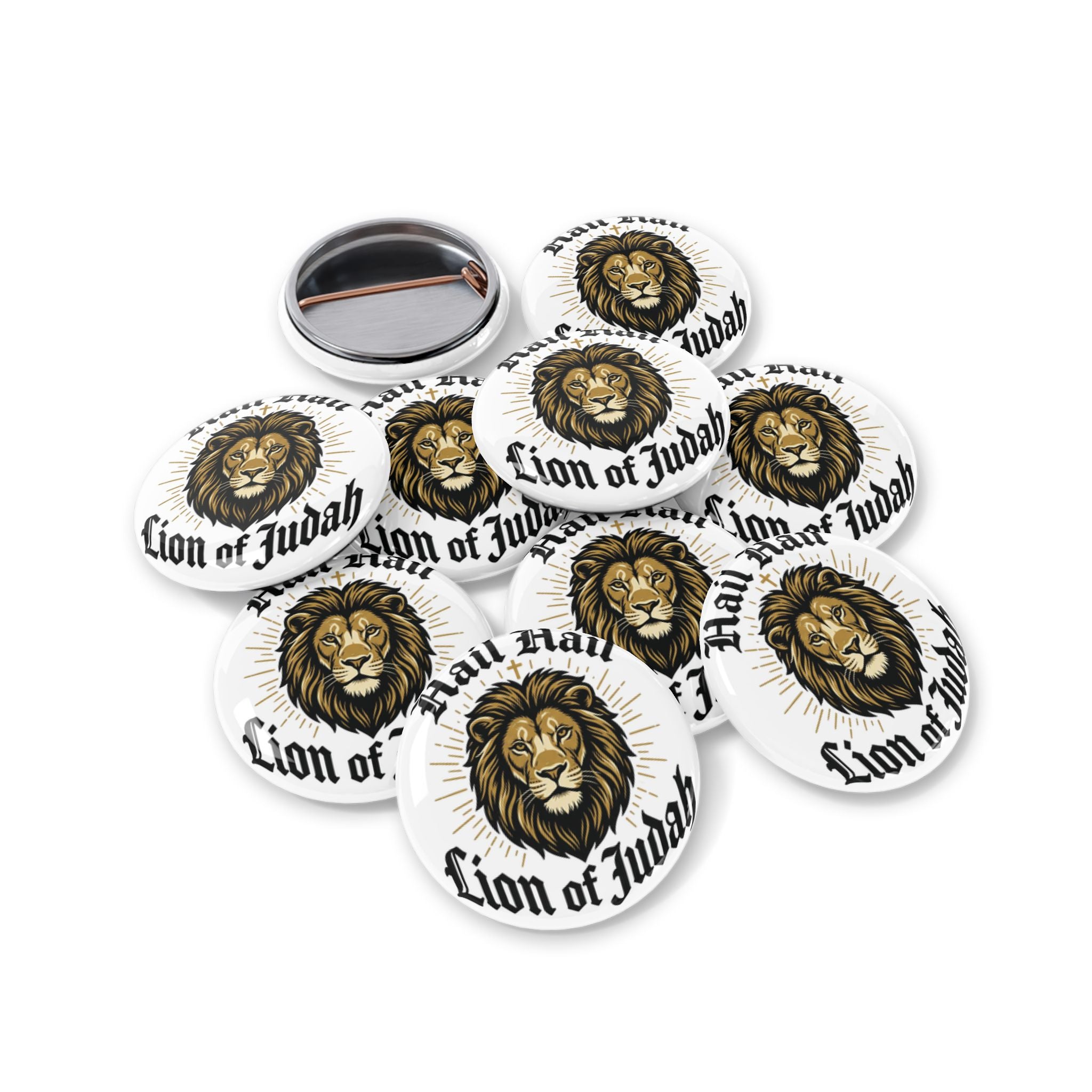 Lion of Judah Round Pin — "Hail Hail" Christian Faith Pin Badge