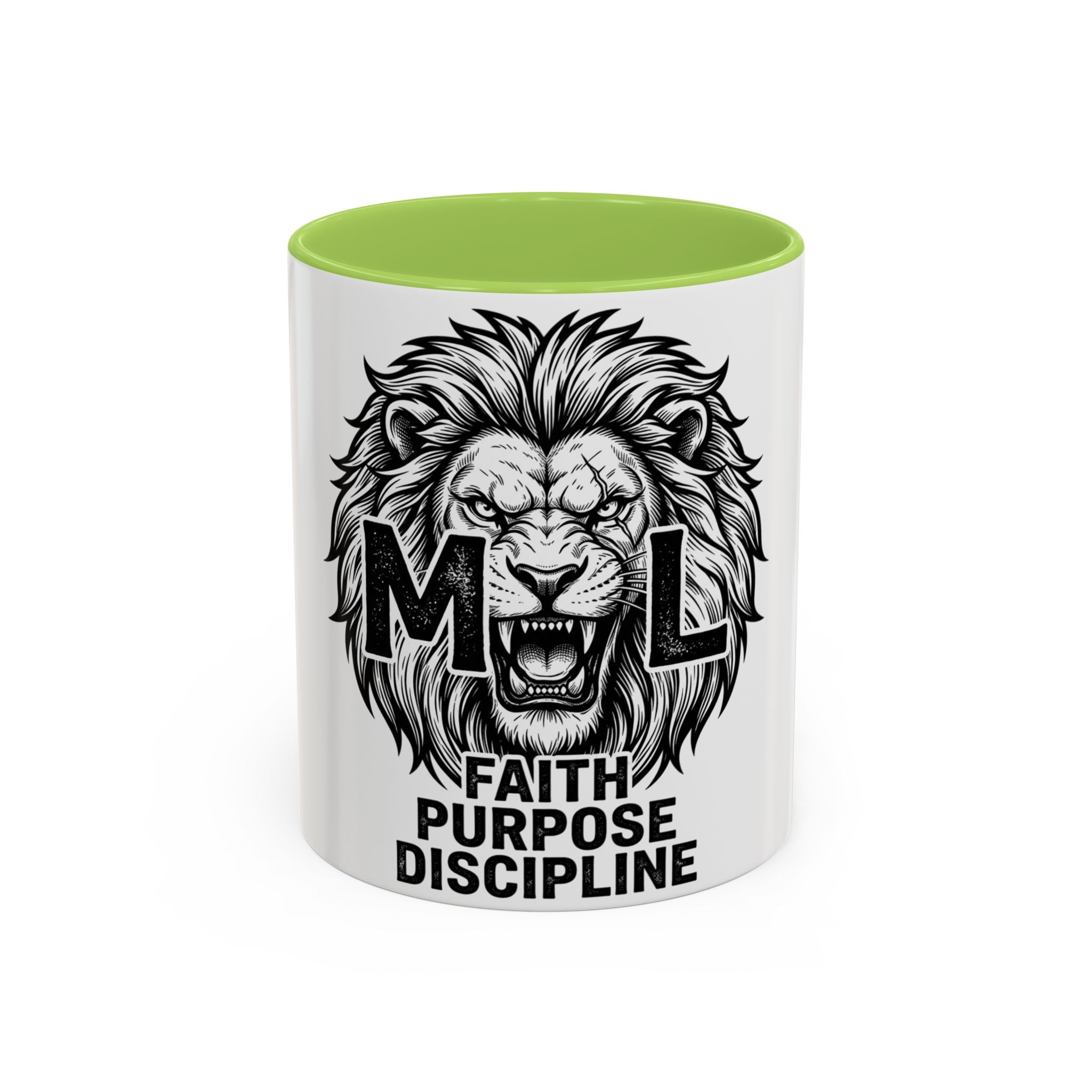 Lion Coffee Mug - Faith Purpose Discipline Inspirational Accent Mug (11/15oz)