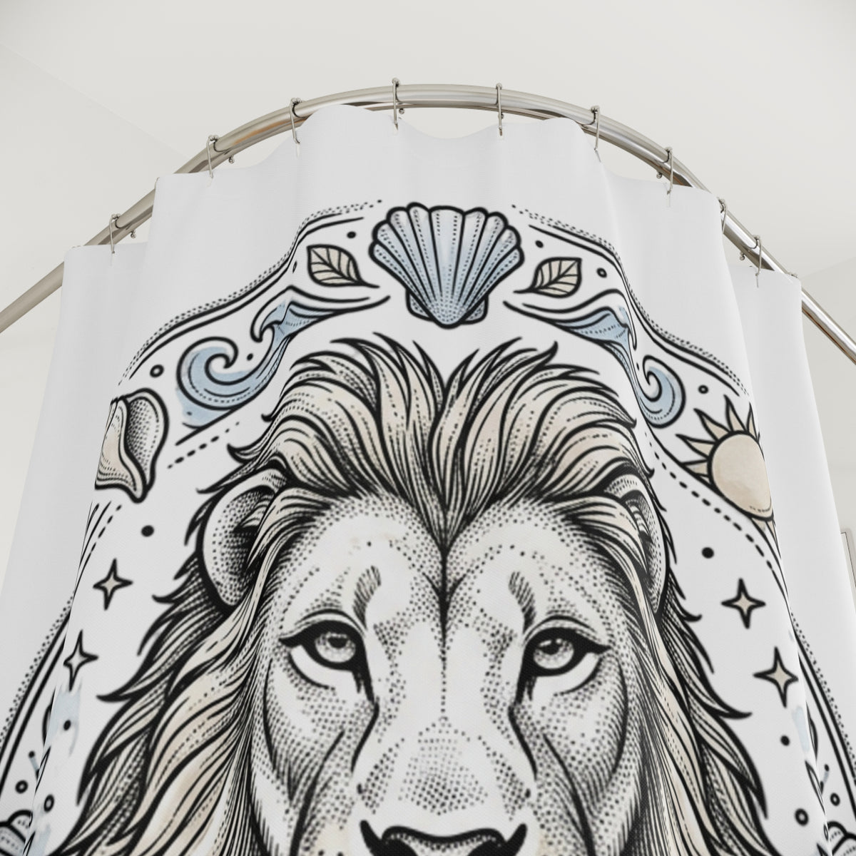 Lion of Judah Shower Curtain — "Christ Loves You" Christian Bathroom Decor