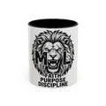 Lion Coffee Mug - Faith Purpose Discipline Inspirational Accent Mug (11/15oz)