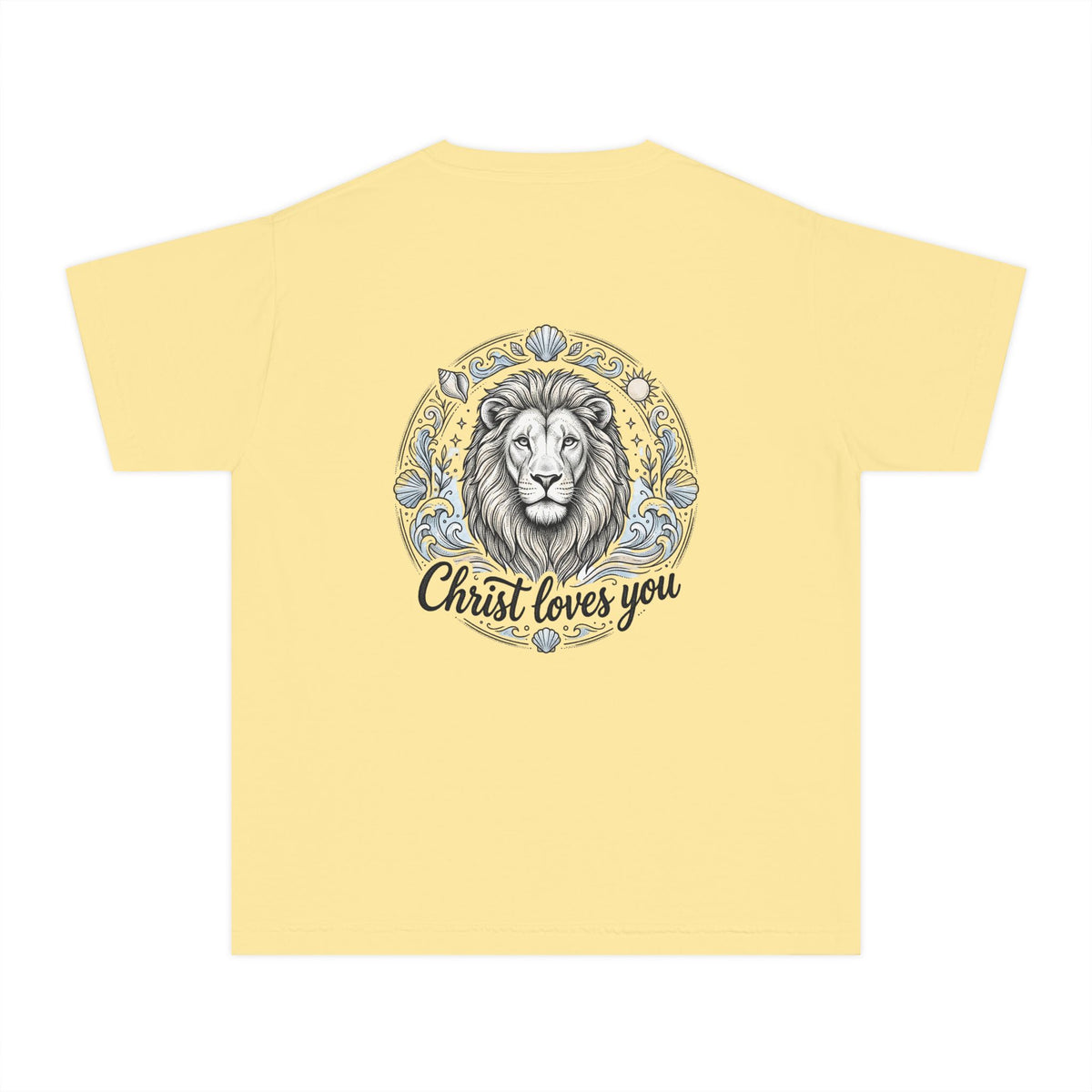 Youth Tee — 'Christ Loves You' Lion Graphic Christian T‑Shirt