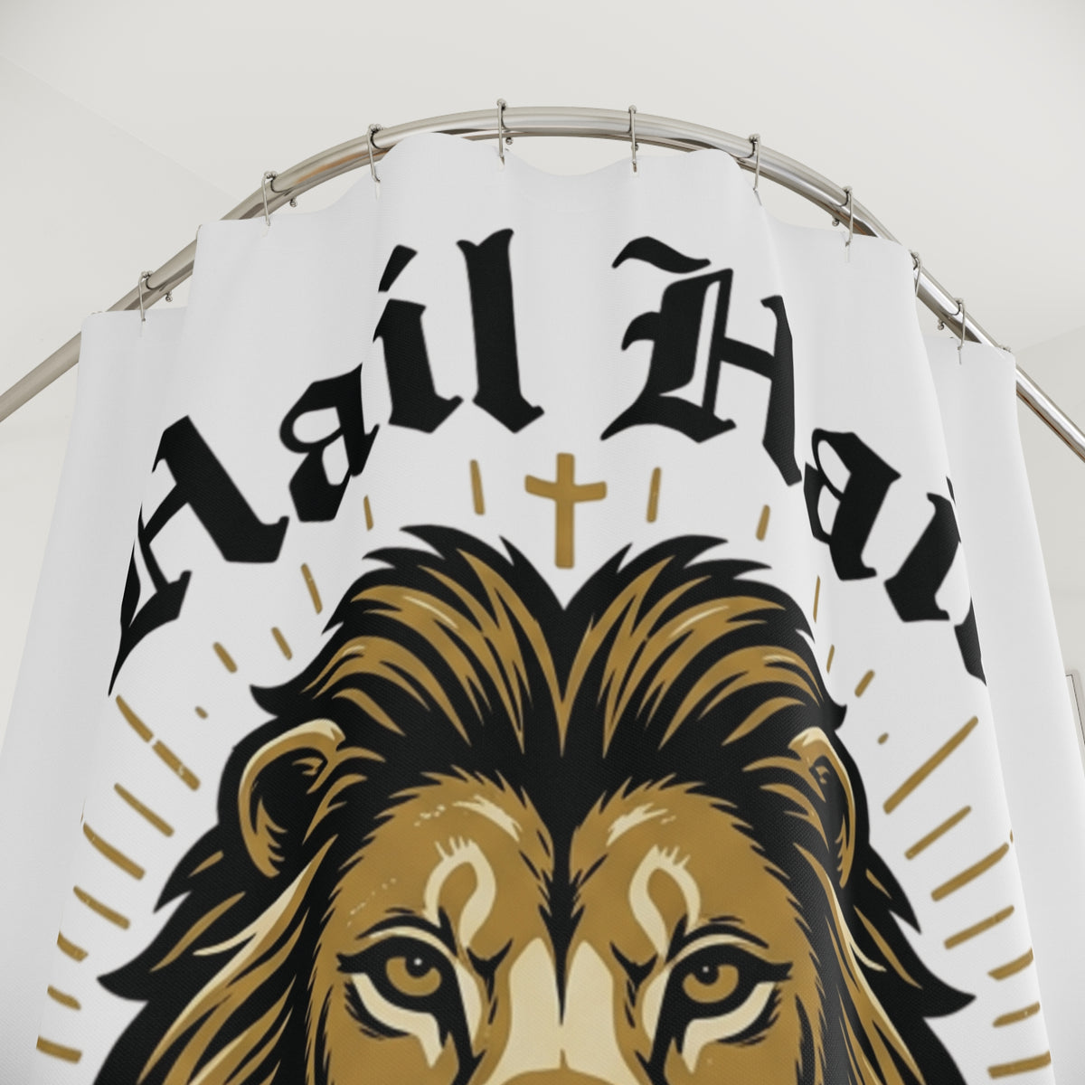 Shower Curtain — Lion of Judah Hail Hail Christian Bathroom Décor