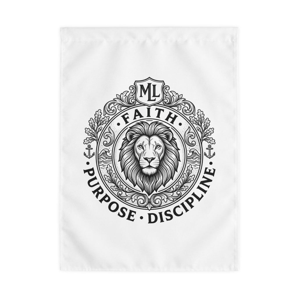 Lion Faith Garden Flag — "faith purpose and discipline" Outdoor Flag