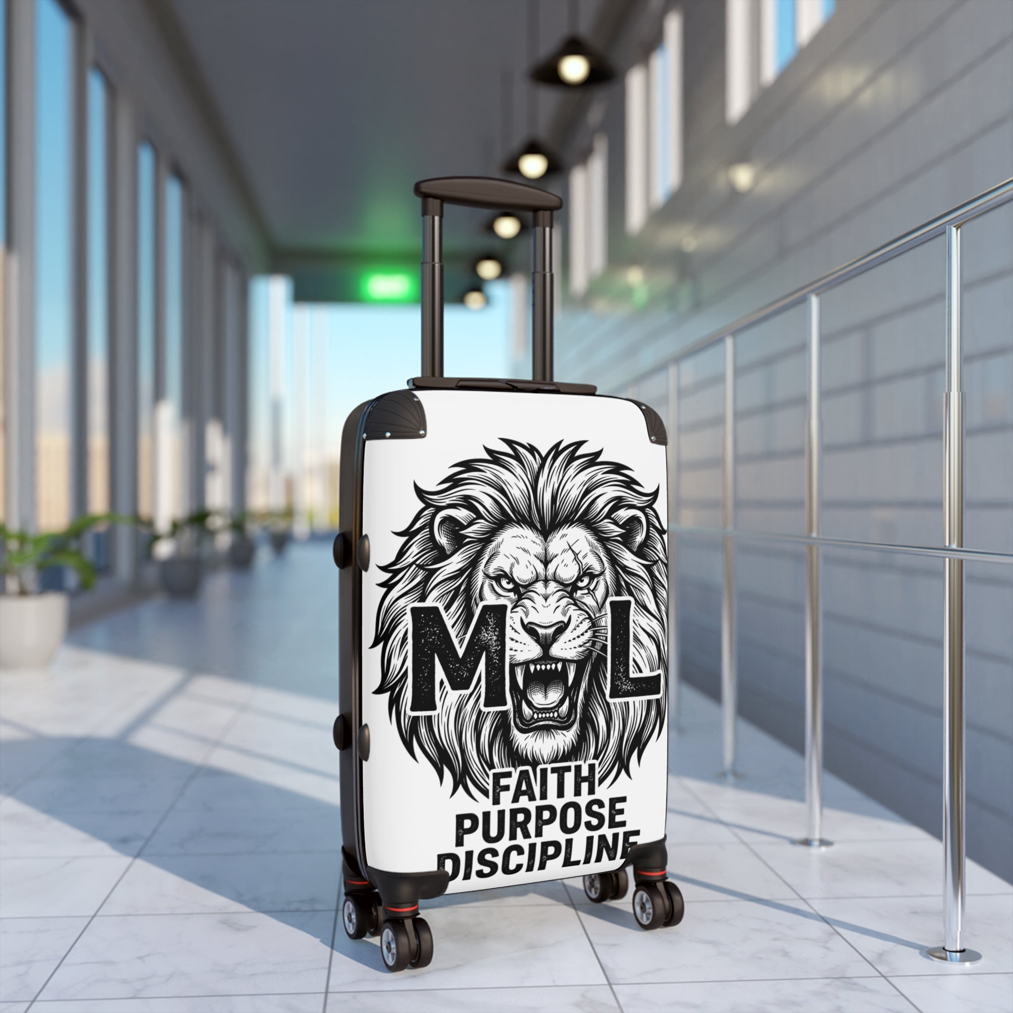 Lion Roar Carry-On Suitcase — "Faith Purpose Discipline" Motivational Travel Luggage