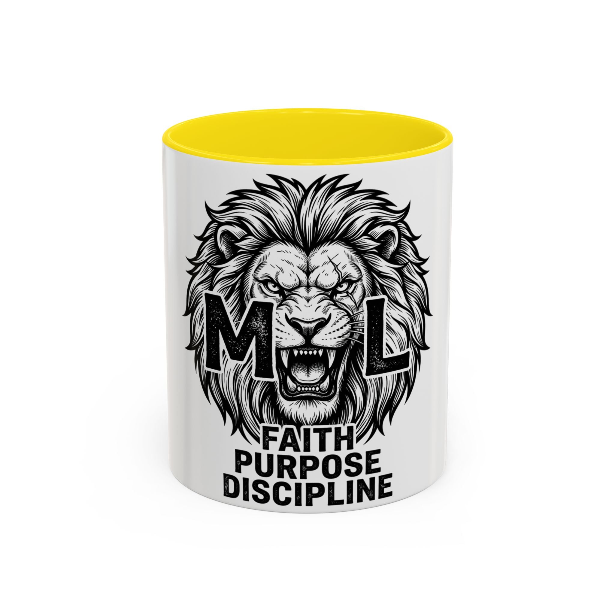 Lion Coffee Mug - Faith Purpose Discipline Inspirational Accent Mug (11/15oz)