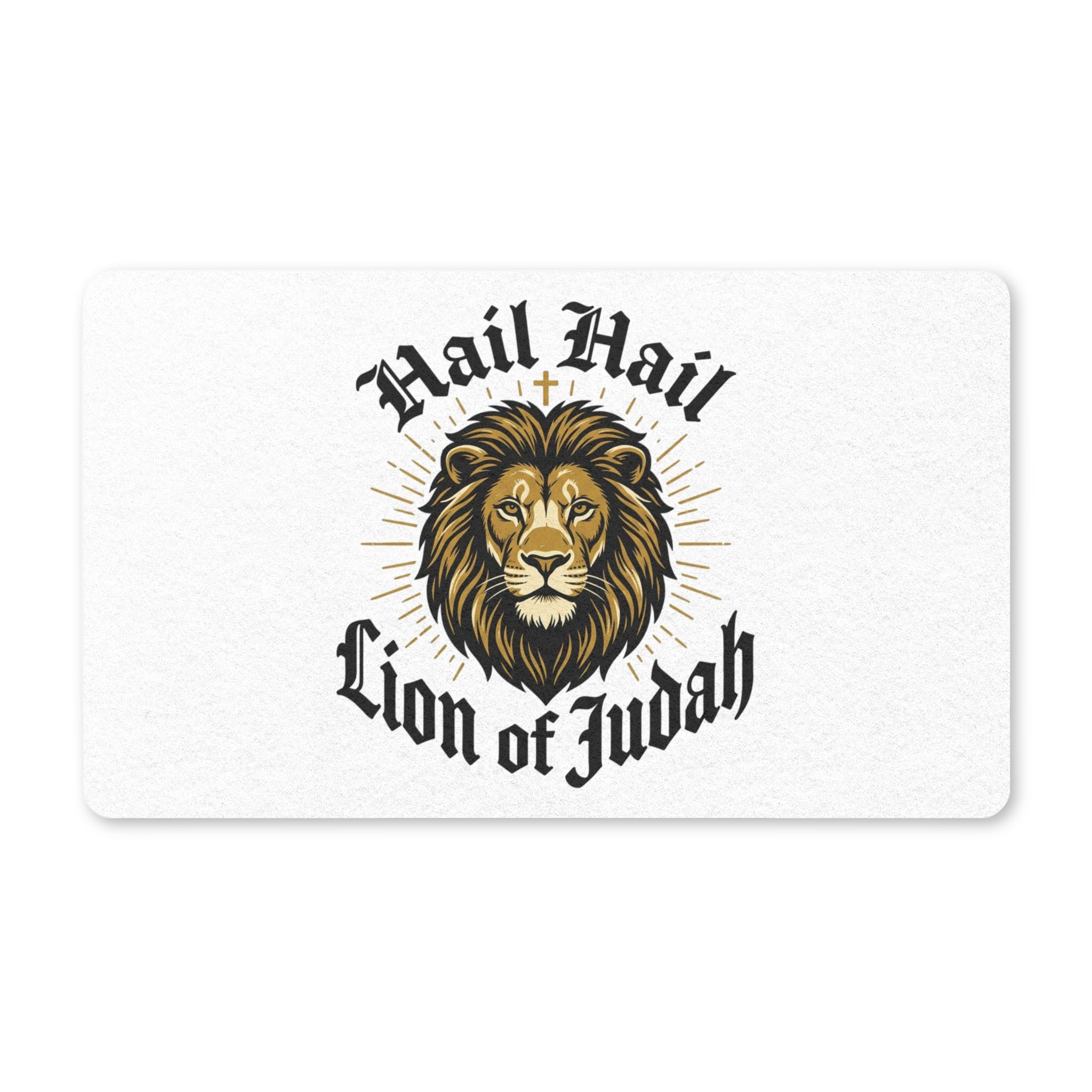 Lion of Judah Polyester Doormat — "Hail Hail" Christian Welcome Mat
