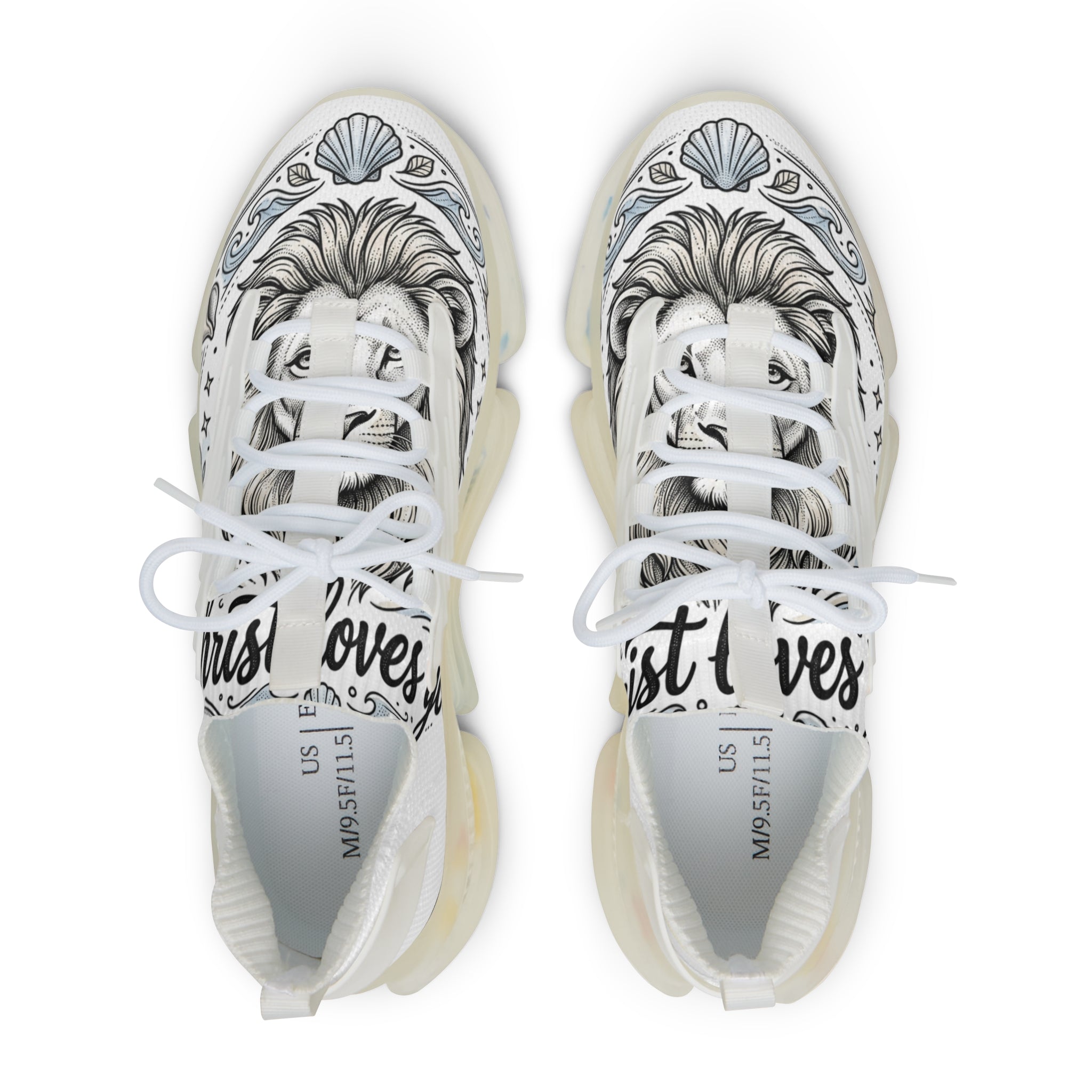 Men's Mesh Sneakers — Nautical Lion Graphic Athletic Shoes
