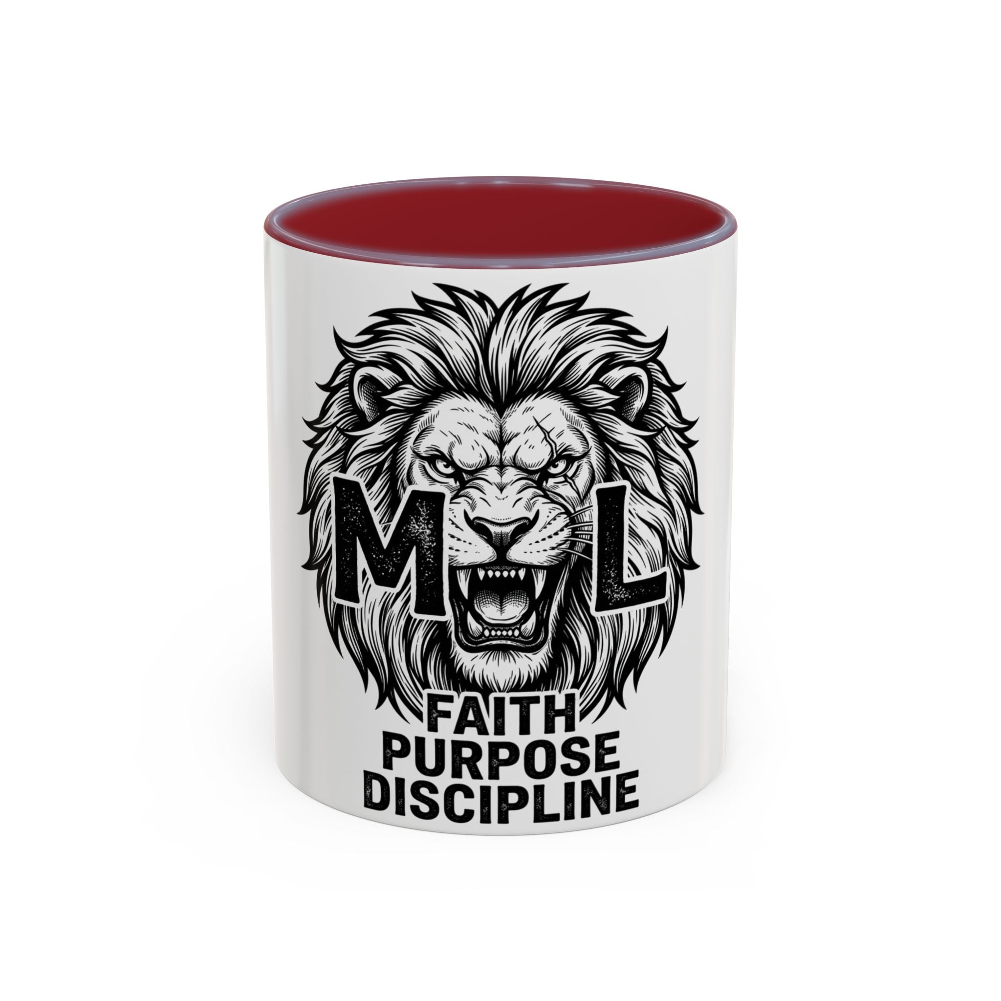 Lion Coffee Mug - Faith Purpose Discipline Inspirational Accent Mug (11/15oz)