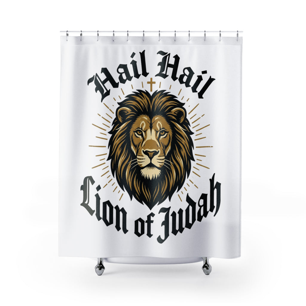 Shower Curtain — Lion of Judah Hail Hail Christian Bathroom Décor